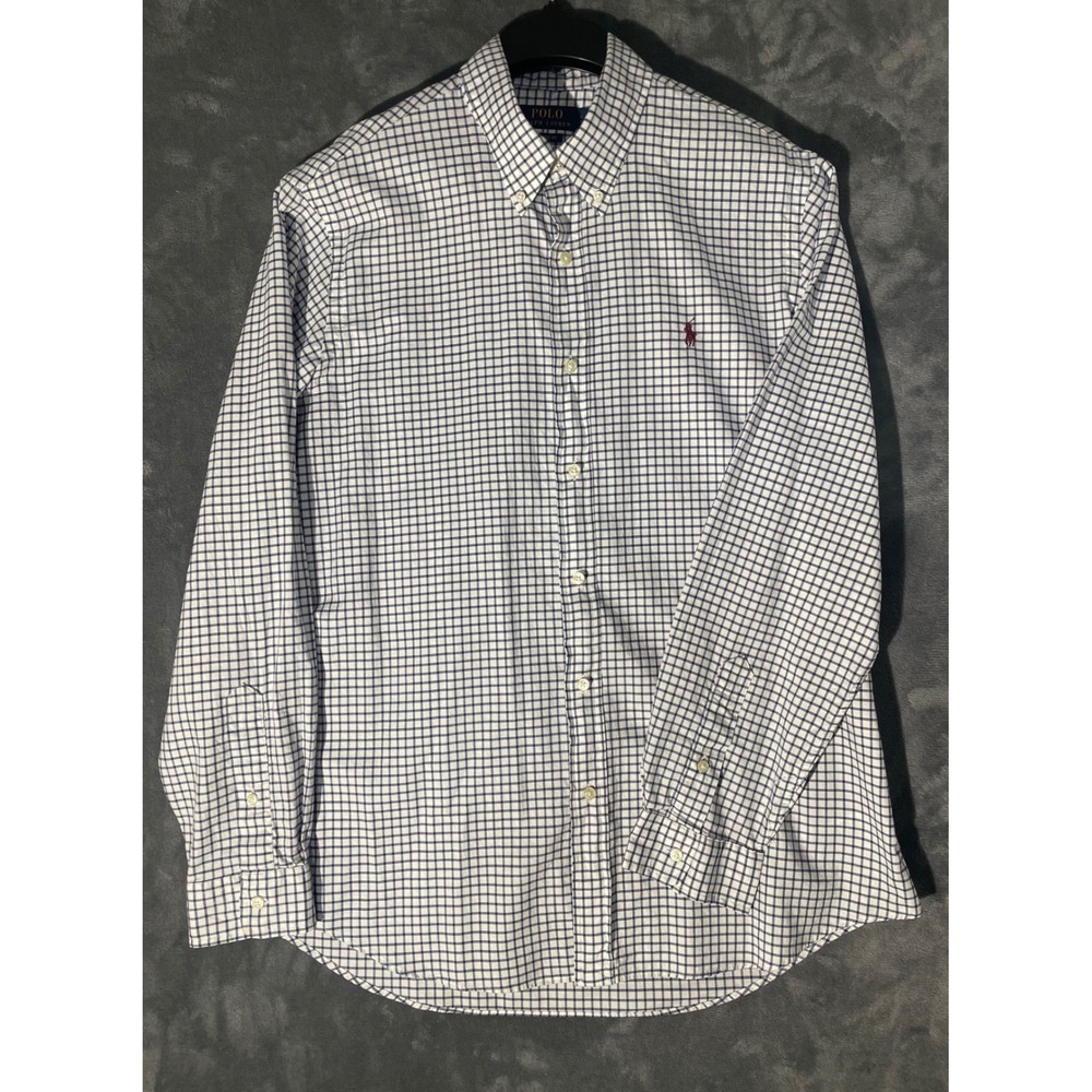 Polo Ralph Lauren Mens Classic Fit Long Sleeve Check Shirt Blue White L